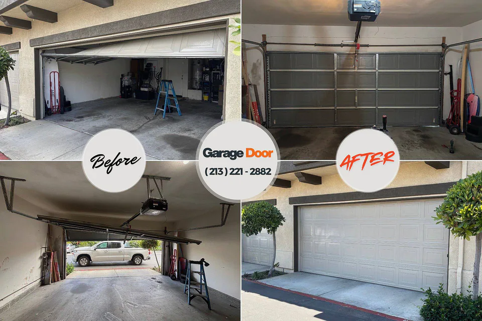 Before and after: garage door repair Tucson Estates, AZ
